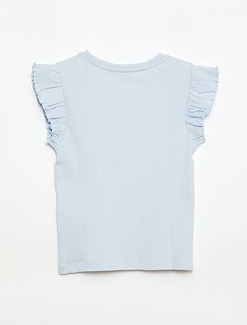 Camiseta de canalé con mangas con volantes