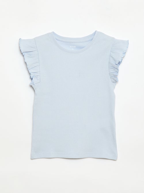 Camiseta de canalé con mangas con volantes - Kiabi