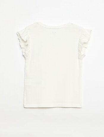 Camiseta de canalé con mangas con volantes