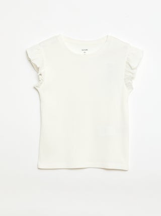 Camiseta de canalé con mangas con volantes