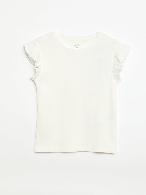 Camiseta de canalé con mangas con volantes - Kiabi