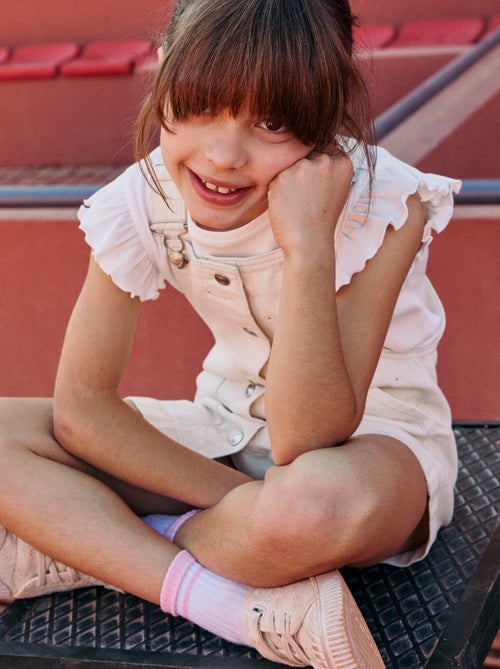 Camiseta de canalé con mangas con volantes - Kiabi