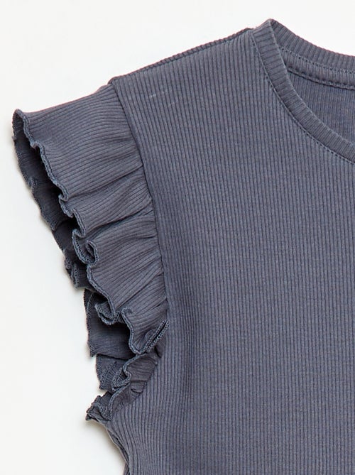 Camiseta de canalé con mangas con volantes - Kiabi