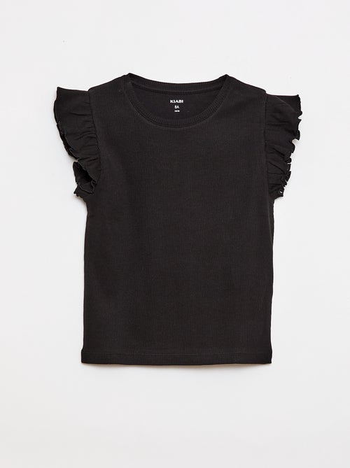 Camiseta de canalé con mangas con volantes - Kiabi