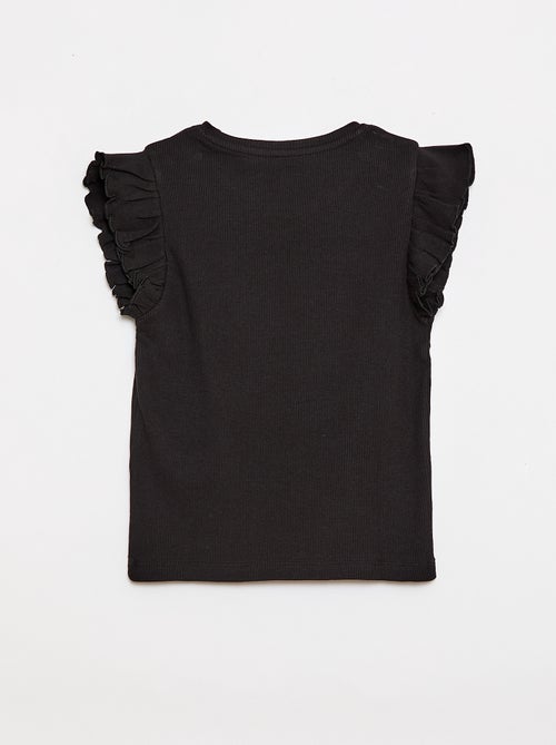 Camiseta de canalé con mangas con volantes - Kiabi