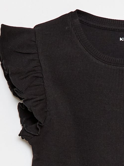 Camiseta de canalé con mangas con volantes - Kiabi