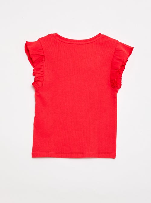 Camiseta de canalé con mangas con volantes - Kiabi