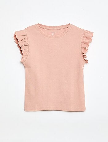 Camiseta de canalé con mangas con volantes