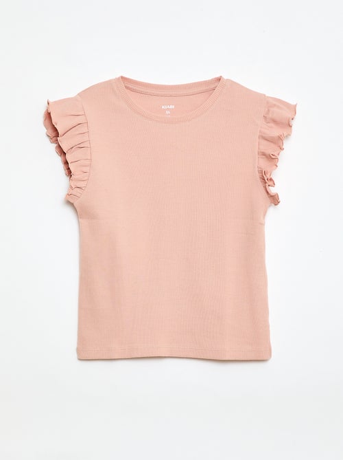 Camiseta de canalé con mangas con volantes - Kiabi