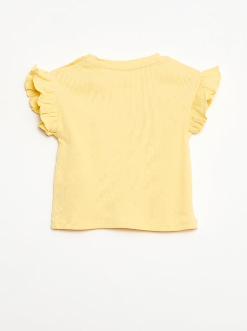 Camiseta de canalé con mangas cortas con volantes - Kiabi