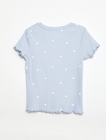 Camiseta de canalé con mangas cortas con volantes