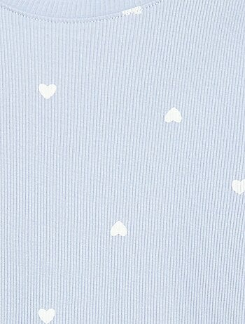 Camiseta de canalé con mangas cortas con volantes