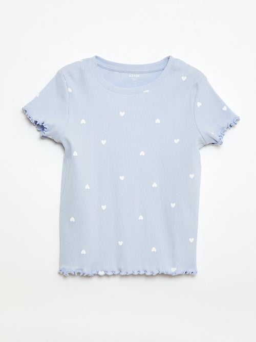 Camiseta de canalé con mangas cortas con volantes - Kiabi