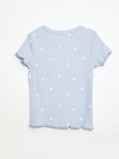 Camiseta de canalé con mangas cortas con volantes - Kiabi
