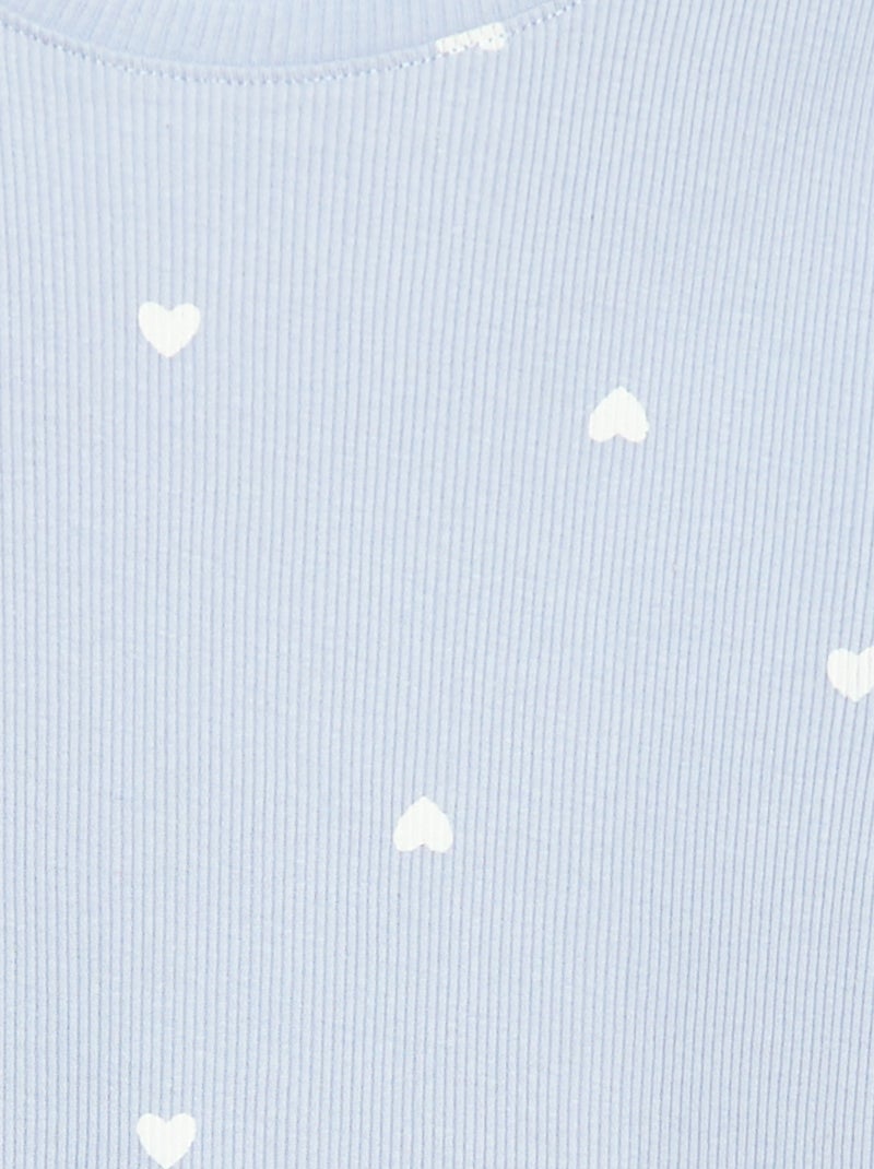 Camiseta de canalé con mangas cortas con volantes Azul - Kiabi