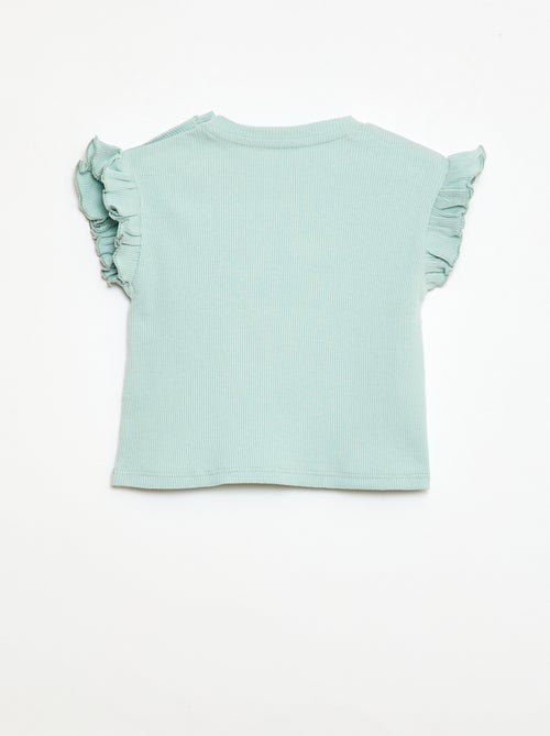 Camiseta de canalé con mangas cortas con volantes - Kiabi