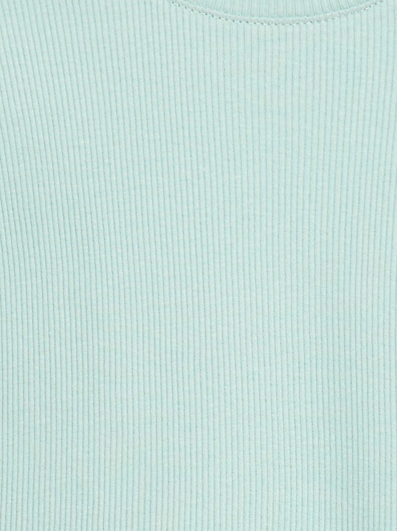 Camiseta de canalé con mangas cortas con volantes Azul - Kiabi