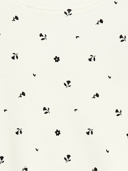 Camiseta de canalé con mangas cortas con volantes - Kiabi