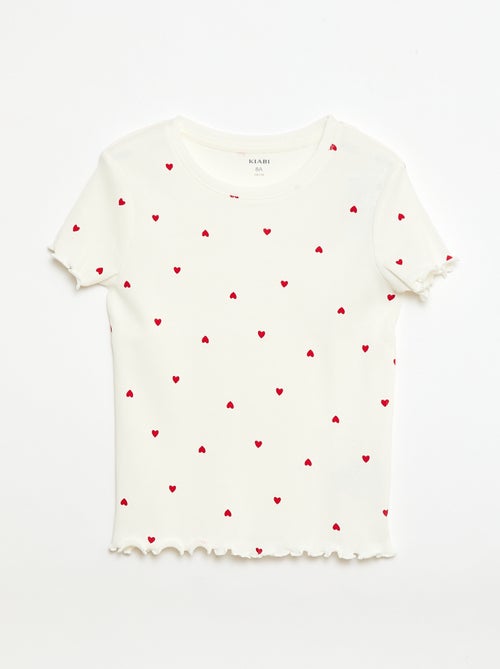 Camiseta de canalé con mangas cortas con volantes - Kiabi