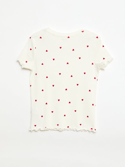 Camiseta de canalé con mangas cortas con volantes - Kiabi