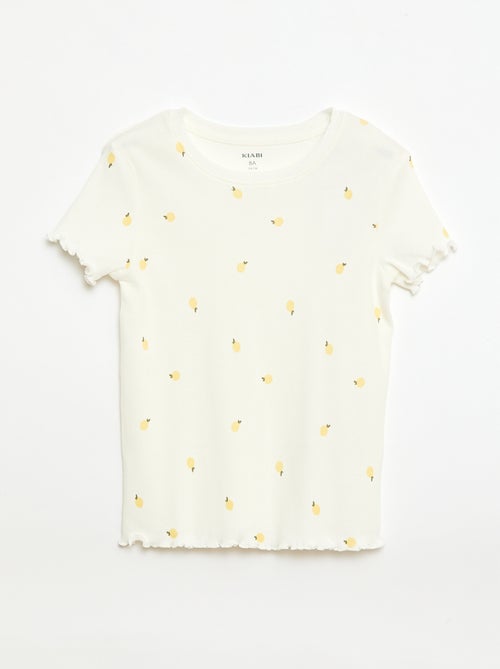 Camiseta de canalé con mangas cortas con volantes - Kiabi