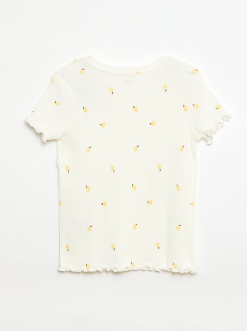 Camiseta de canalé con mangas cortas con volantes - Kiabi