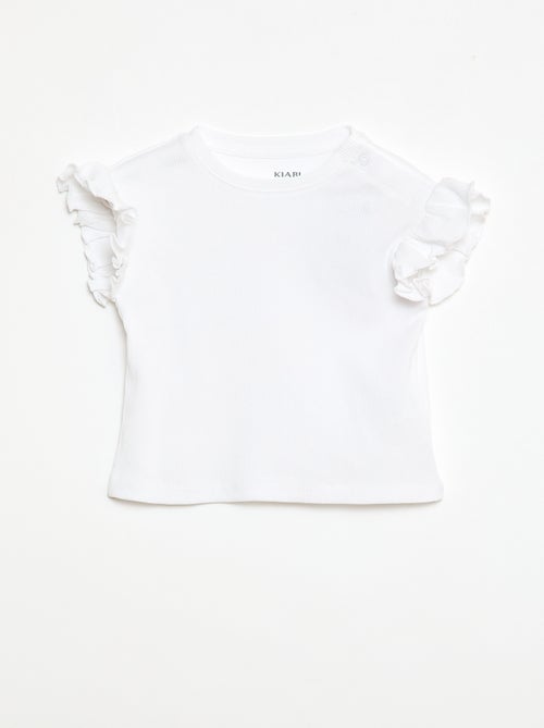 Camiseta de canalé con mangas cortas con volantes - Kiabi