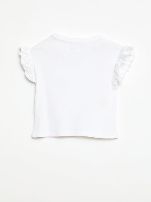 Camiseta de canalé con mangas cortas con volantes - Kiabi
