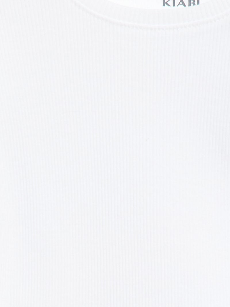 Camiseta de canalé con mangas cortas con volantes Blanco - Kiabi