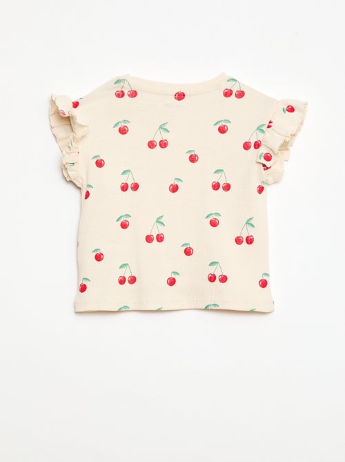 Camiseta de canalé con mangas cortas con volantes - Kiabi