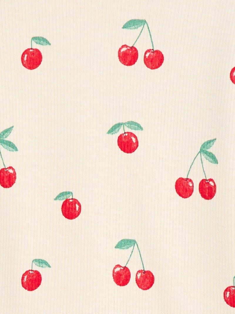 Camiseta de canalé con mangas cortas con volantes Blanco - Kiabi