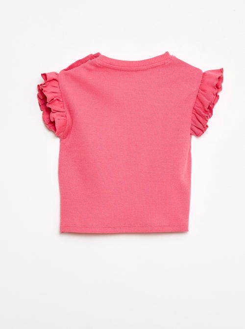 Camiseta de canalé con mangas cortas con volantes - Kiabi