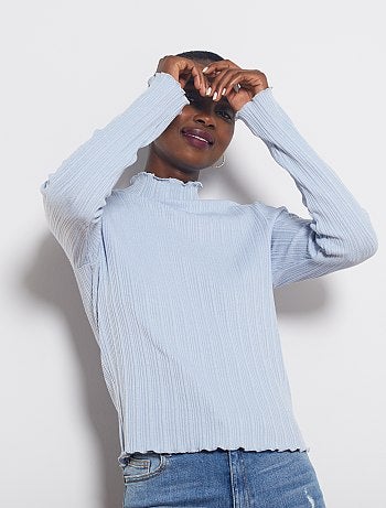 Camiseta de canalé con ribete dorado - Kiabi