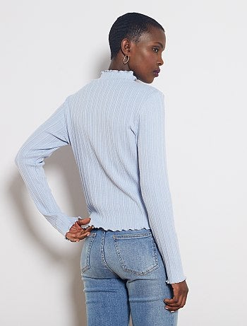 Camiseta de canalé con ribete dorado - Kiabi