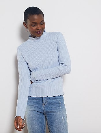 Camiseta de canalé con ribete dorado - Kiabi