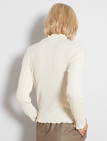 Camiseta de canalé con ribete dorado - Kiabi