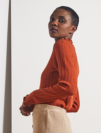 Camiseta de canalé con ribete dorado - Kiabi