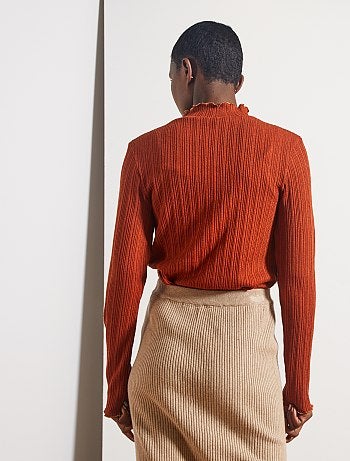 Camiseta de canalé con ribete dorado - Kiabi