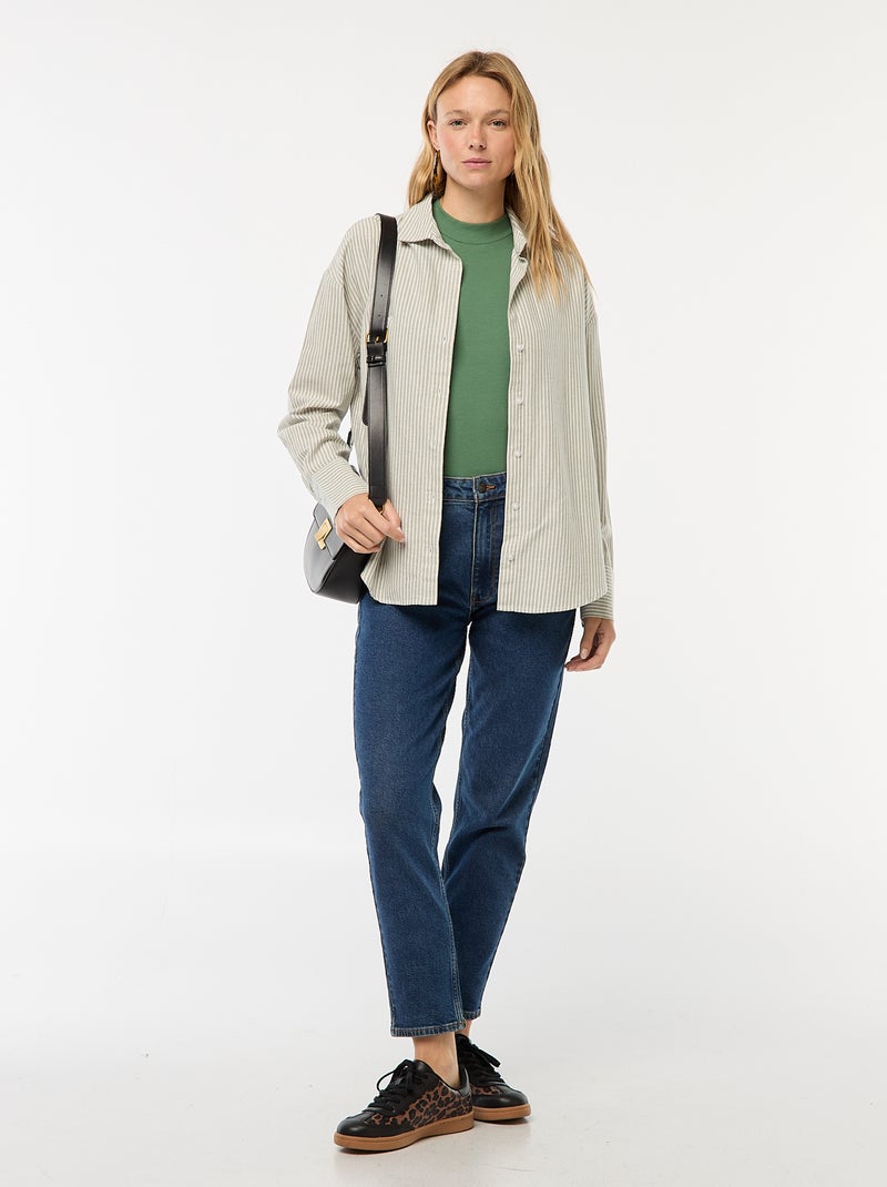 Camiseta de canalé con sisa americana Verde - Kiabi