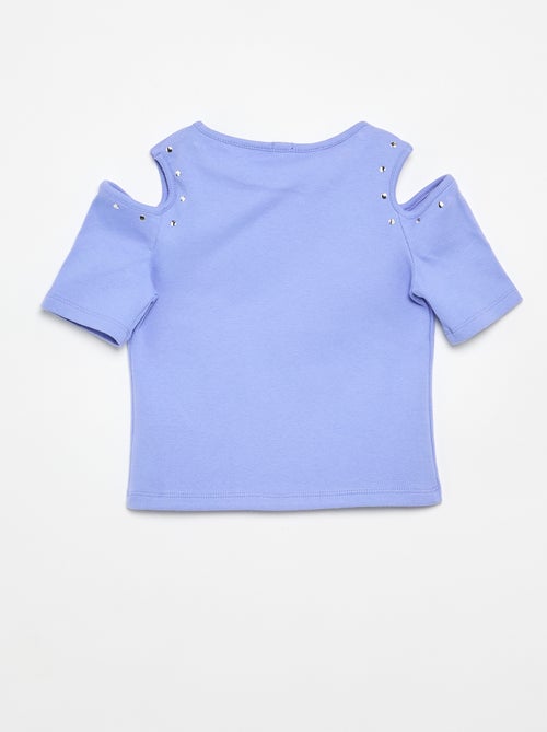 Camiseta de canalé con tachuelas y hombros descubiertos - Kiabi Camiseta de canalé con tachuelas y hombros descubiertos - Kiabi