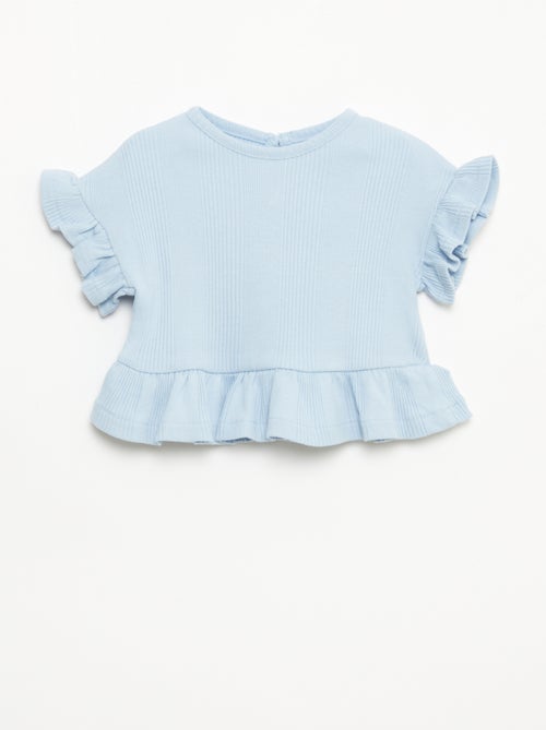 Camiseta de canalé con volantes en los bordes - Kiabi