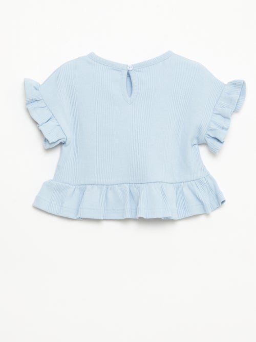 Camiseta de canalé con volantes en los bordes - Kiabi