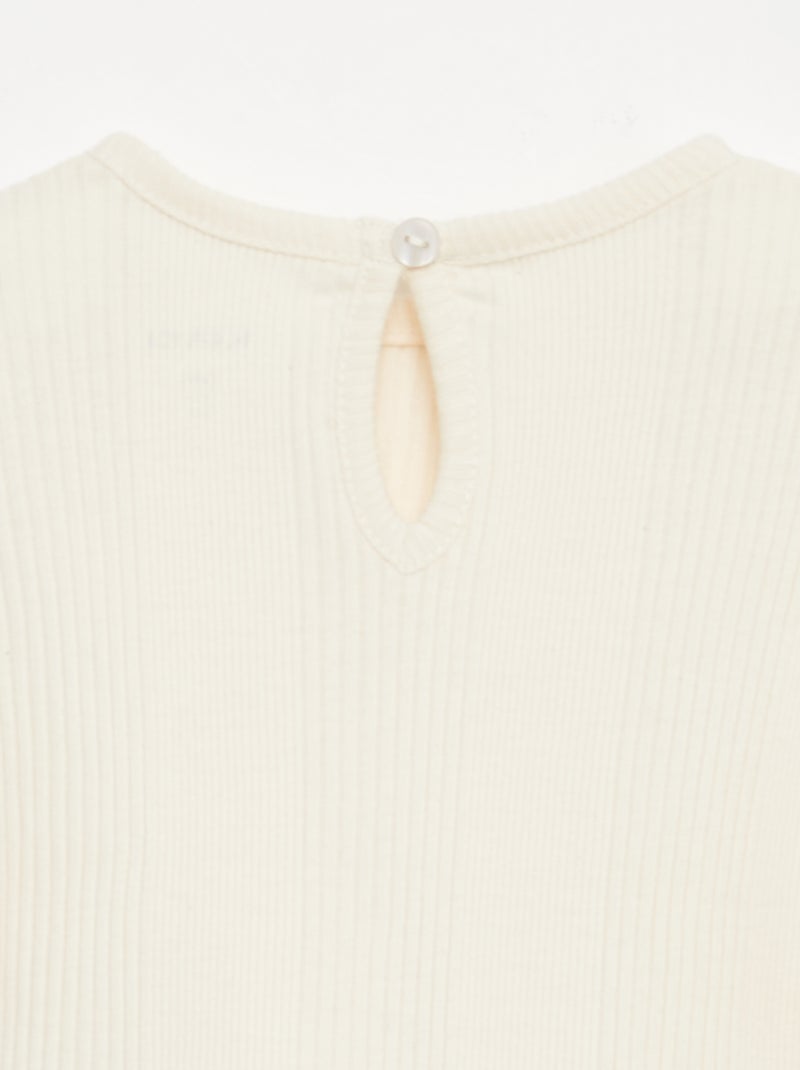 Camiseta de canalé con volantes en los bordes Beige - Kiabi