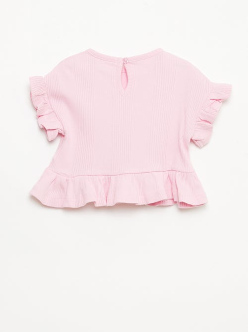 Camiseta de canalé con volantes en los bordes - Kiabi