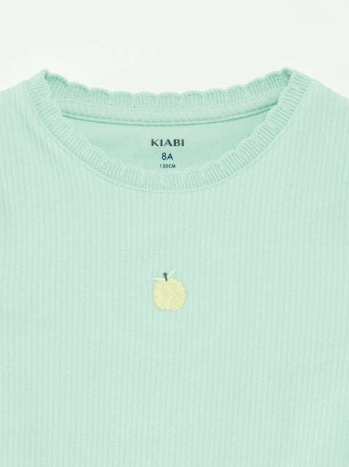 Camiseta de canalé de manga corta con bordes ondulados - Kiabi