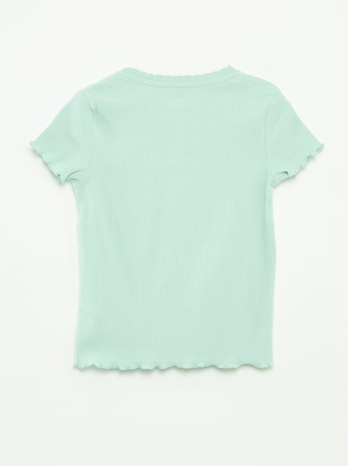 Camiseta de canalé de manga corta con bordes ondulados - Kiabi