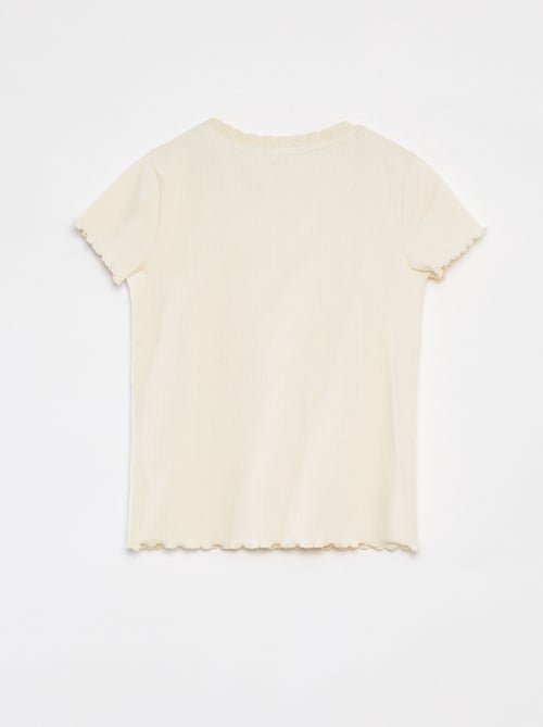 Camiseta de canalé de manga corta con bordes ondulados - Kiabi