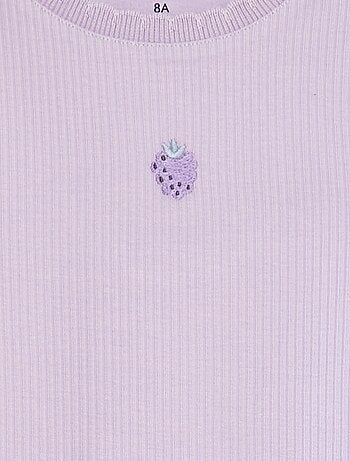 Camiseta de canalé de manga corta con bordes ondulados