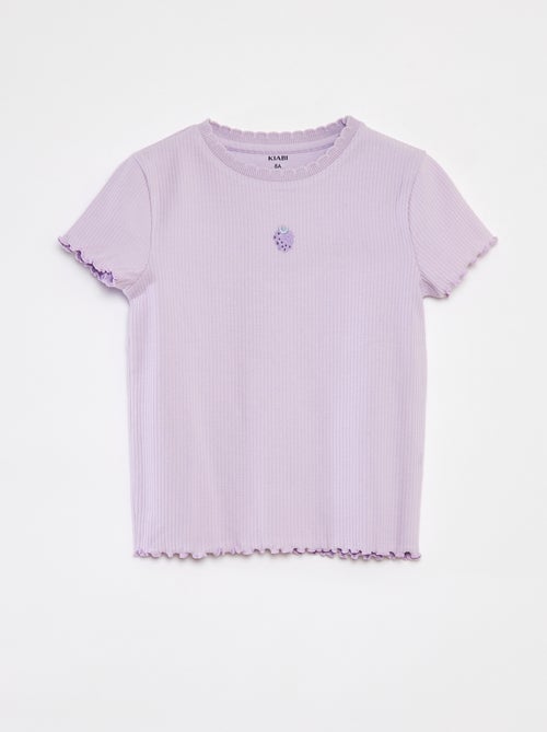 Camiseta de canalé de manga corta con bordes ondulados - Kiabi