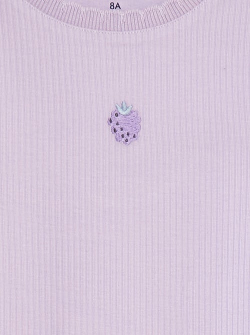 Camiseta de canalé de manga corta con bordes ondulados - Kiabi